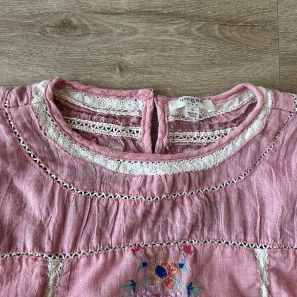 Umgee Pink Short Sleeve Embroidered Mini Dress Size S Spring Floral - Picture 10 of 10